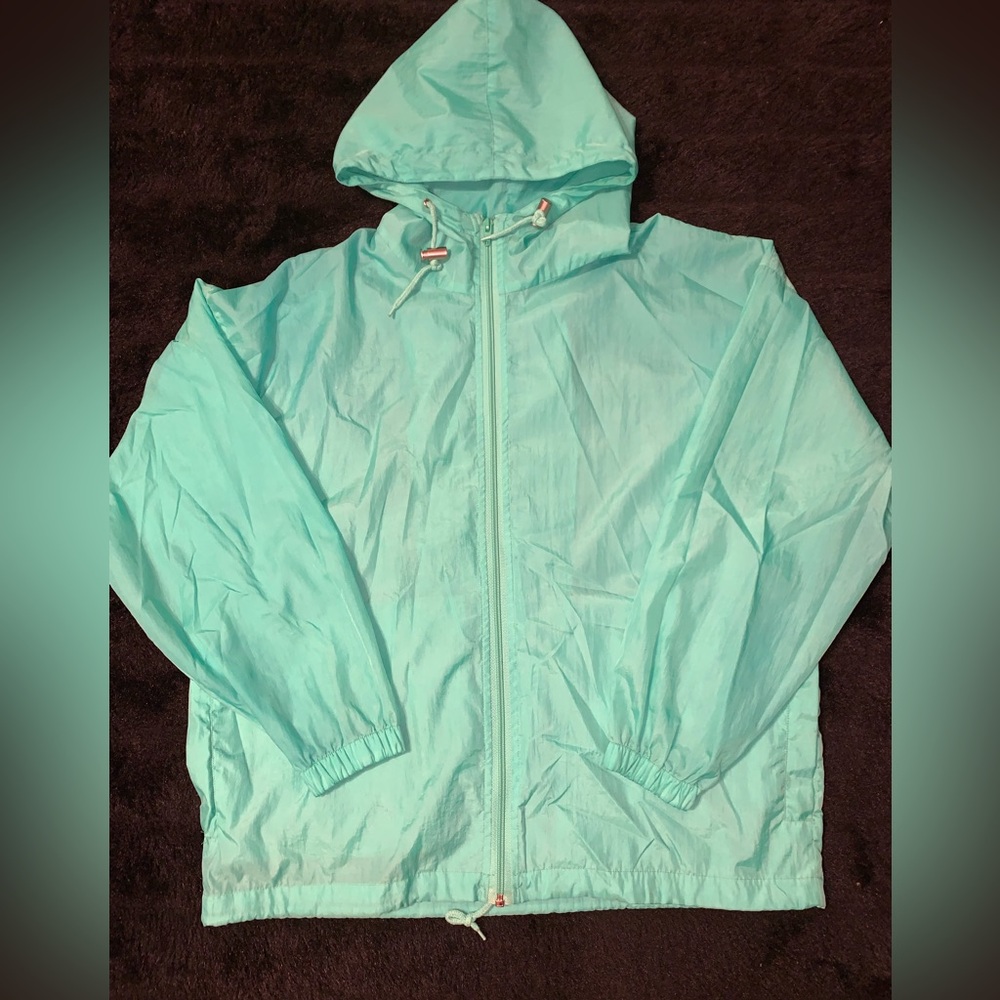 Vintage PRO Spirit Unisex Turquoise Wind-Breaker Sz S Full Zip Pockets NWOT